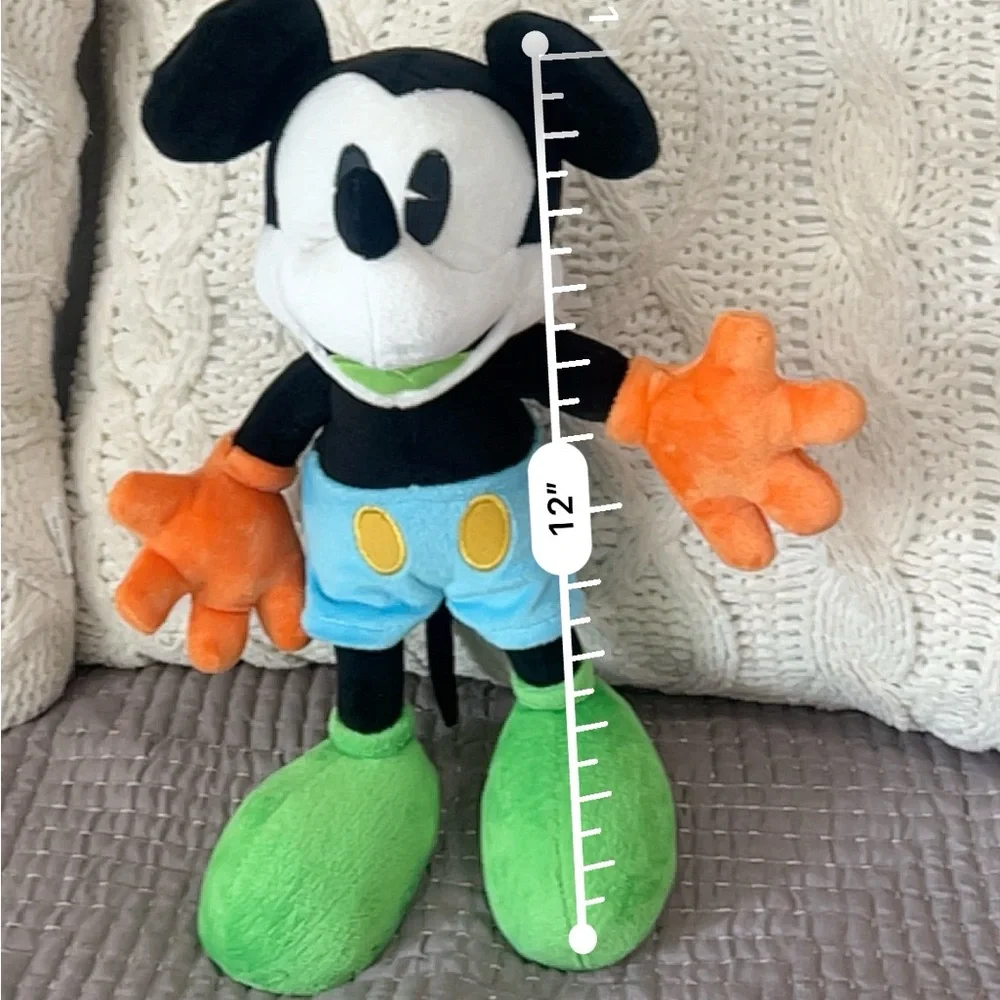 Disney Parks Mickey Mouse Articulated Bendable Neon Colorful Plush 12”